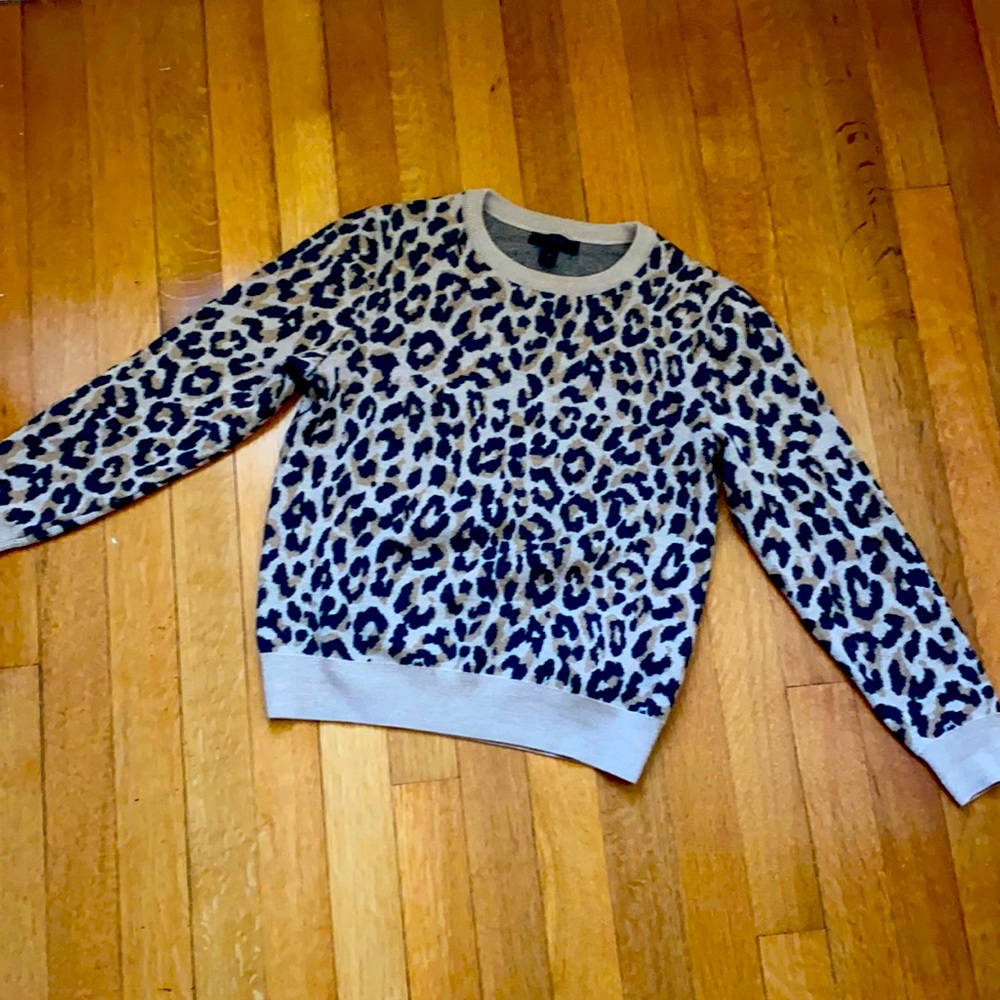 JCrew leopard prong sweater